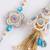 set of 2 pearls & artificial stones floral bhaiya bhabhi rakhi with roli chawal