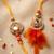 set of 4 yellow artificial beads & white pearls bhaiya bhabhi rakhi with roli chawal