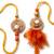 set of 4 yellow artificial beads & white pearls bhaiya bhabhi rakhi with roli chawal