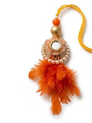 set of 4 yellow artificial beads & white pearls bhaiya bhabhi rakhi with roli chawal 5