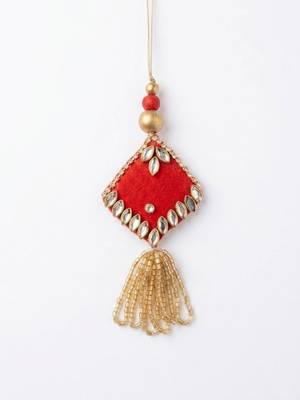 set of 2 kundan studded & artificial stones bhaiya bhabhi rakhi with roli chawal 4