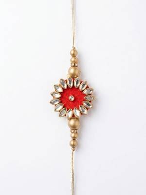 set of 2 kundan studded & artificial stones bhaiya bhabhi rakhi with roli chawal 5