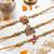 set of 3 multicolor mahadev divine thread rakhi with roli chawal chandan mishri