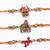 set of 3 multicolor mahadev divine thread rakhi with roli chawal chandan mishri