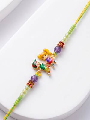 kids multicolor artificial beads thread rakhi with roli chawal chandan chandan mishri 4