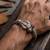 silver plated trishool design rudraksh rakhi bracelet with roli chawal chandan mishri
