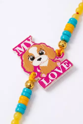 stylish artificial beads kids thread rakhi with roli chawal chandan mishri