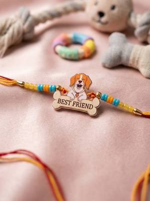 stylish artificial beads kids thread rakhi with roli chawal chandan mishri 1