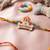 stylish artificial beads kids thread rakhi with roli chawal chandan mishri