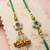 set of 2 flower shape artificial stones & beads bhaiya bhabhi rakhi with roli chawal