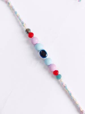 set of 2 purse design evil eye & beads bhaiya bhabhi rakhi with roli chawal 5