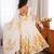 Women's Gorgeous Printed Work Organza Silk Fabric Flared Anarkali Pant and Dupatta Set