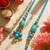 set of 2 turquoise blue artificial beads bhaiya bhabhi rakhi with roli chawal chandan