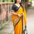 yellow art silk woven saree with floral print