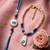 set of 2 gold toned evil eye beaded bhaiya bhabhi rakhi with roli chawal chandan