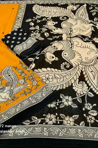 yellow art silk woven saree with floral print