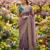 Purple chiffon embroidered saree with sequins work