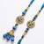 set of 2 blue artificial beads morpankh style bhaiya bhabhi rakhi with roli chawal