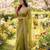 Olive chiffon embroidered saree with sequins work