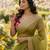 Olive chiffon embroidered saree with sequins work