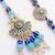 set of 2 blue evil eye artificial beads bhaiya bhabhi rakhi with roli chawal