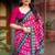 pink linen printed saree with ikkat print