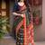 black linen printed saree with ikkat print