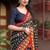 black linen printed saree with ikkat print