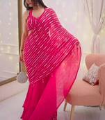 pink georgette embroidered saree with sequins work ready to wear