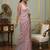 Pink georgette embroidered saree with thread work