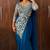 Blue georgette embroidered saree with beads