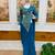 Blue georgette embroidered saree with beads