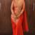 Orange georgette embroidered saree with beads