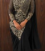 Black georgette embroidered saree with beads