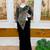 Black georgette embroidered saree with beads