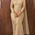 Beige georgette embroidered saree with beads
