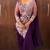 Purple georgette embroidered saree with beads