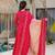 Floral printed muslin v neck red anarkali set