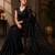Black net embroidered saree with sequins work