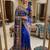 blue silk blend printed saree with geometric print