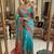 sky blue silk blend printed saree with geometric print