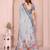 Grey linen cotton floral printed casual saree with matching blouse piece