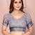 Grey linen cotton floral printed casual saree with matching blouse piece