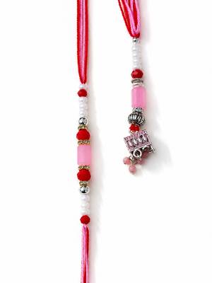 set of 2 artificial beads jhumka design bhaiya bhabhi rakhi with roli chawal 4