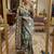 multicolor silk blend printed saree with geometric print
