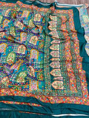 multicolor silk blend printed saree with geometric print 2