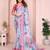 Pink linen cotton floral printed casual saree with matching blouse piece