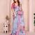 Pink linen cotton floral printed casual saree with matching blouse piece