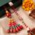 set of 2 designer red artificial beads bhaiya bhabhi rakhi with roli chawal chandan