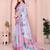 Pink linen cotton floral printed casual saree with matching blouse piece